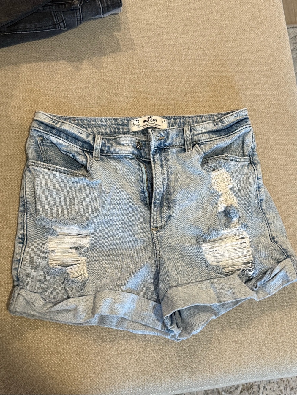 Hollister Light Wash Distressed Denim Shorts